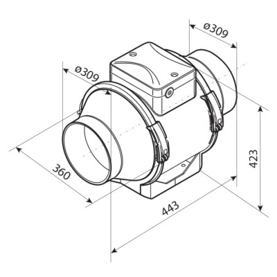Duct fan VENTS TT 315 EC, 1995 m3/h.