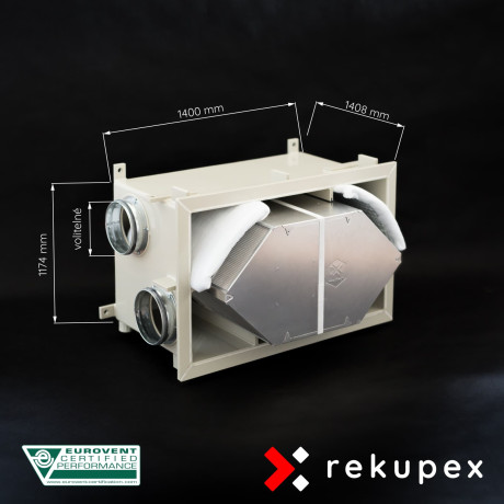 RECUBOX® OPEN RX 11/1200 - 7500 m3/h (nuimamas šilumokaitis korpuse, šilumos atgavimo dėžė, oro atgavimas, šilumos atgavimo įren