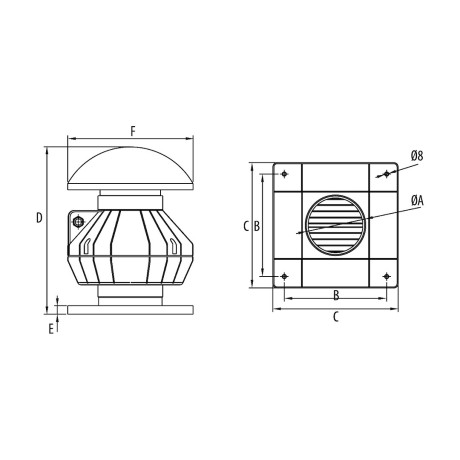 Ventilateur de toit DOSPEL 0D 150/160 BLDC N. Tesla - 550 m3/h.