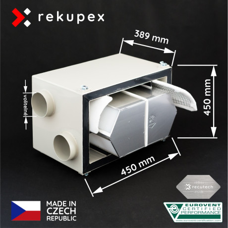 RECUBOX® OPEN RSX 03/300 – 480 m3/h. (vyberateľný výmenník v opláštení, rekuperačný box, rekuperácia vzduchu)