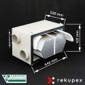 RECUBOX® OPEN RX 04/400 (nuimamas šilumos atgavimo keitiklis korpuse, šilumos atgavimo dėžė, oro atgavimas, šilumos atgavimo įre