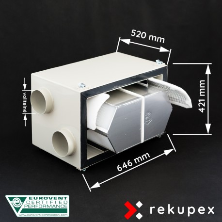 RECUBOX OPEN RX 04/400 (vyjmutelný rekuperační výměník v opláštění, rekuperační box, rekuperace vzduchu, rekuperační jednotka)